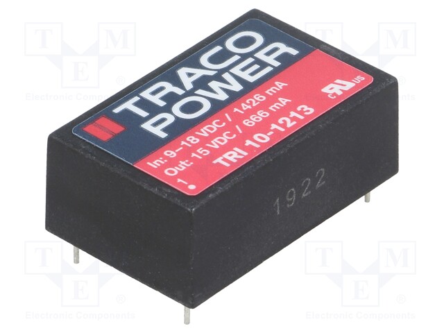 Converter: DC/DC; 10W; Uin: 9÷18V; Uout: 15VDC; Iout: 666mA; DIP24