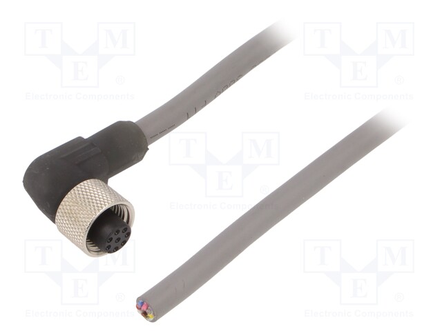 Connection lead; M12; PIN: 8; angled; 5m; plug; 36VAC; 1.4A; -25÷80°C