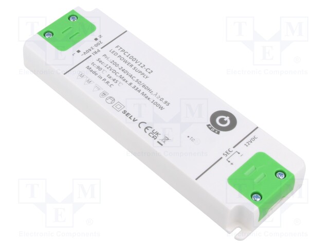 Power supply: switched-mode; LED; 100W; 12VDC; 8.33A; 198÷264VAC