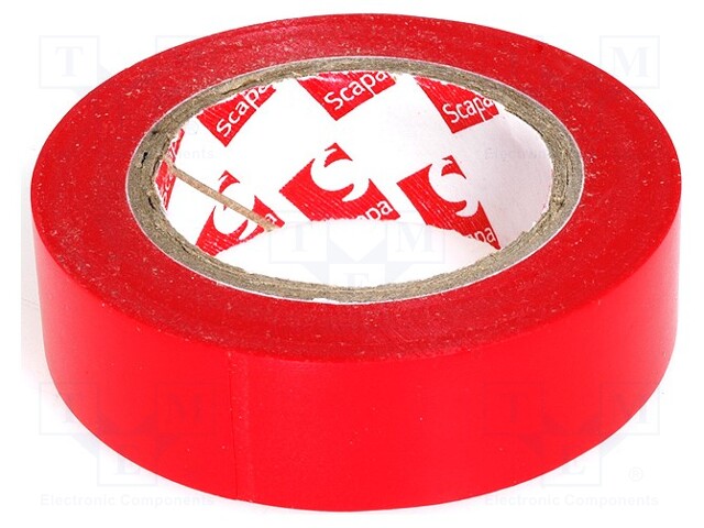 Tape: electrical insulating; W: 15mm; L: 10m; D: 0.13mm; red; rubber