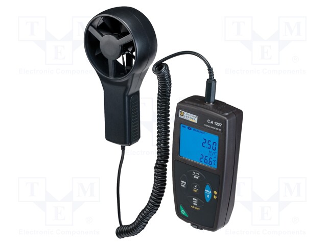 Thermoanemometer; LCD,with a backlit; 0,25÷35m/s; 0÷2.999m3/s