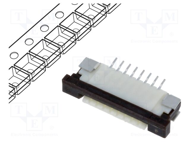 Connector: FFC/FPC; horizontal; PIN: 8; ZIF; SMT; 50V; 0.4A; tinned