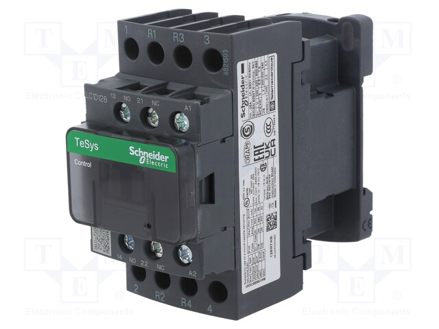 Contactor, TeSys D, DIN Rail, 230 VAC, 2NO / 2NC, 4 Pole