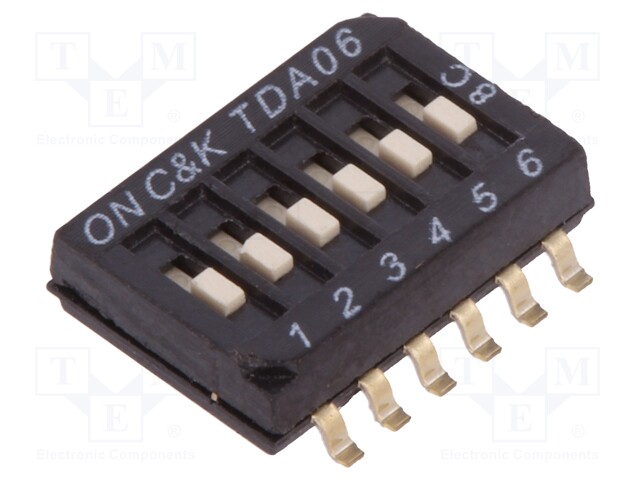 Switch: DIP-SWITCH; Poles number: 6; OFF-ON; 0.025A/24VDC; Pos: 2