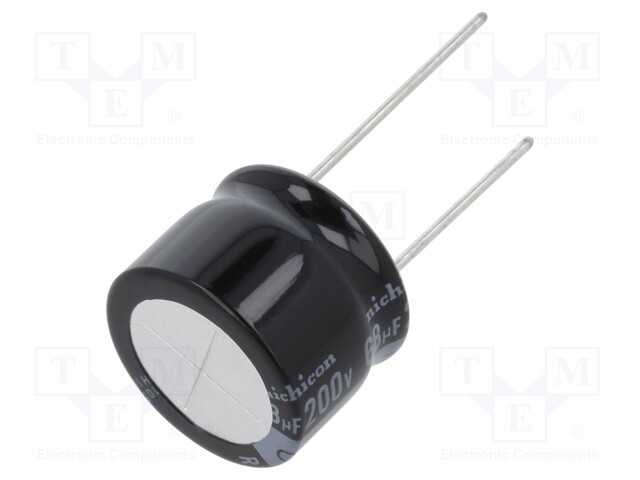 Capacitor: electrolytic; THT; 68uF; 200VDC; Ø20x15mm; Pitch: 10mm