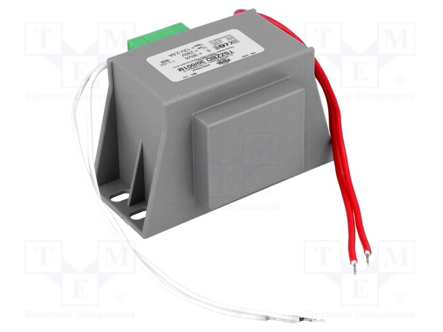 Transformer: mains; 30VA; 230VAC; 12V; 2.5A; Leads: 200mm leads