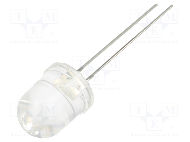 LED; 10mm; red; 500÷1000mcd; 40°; Front: convex