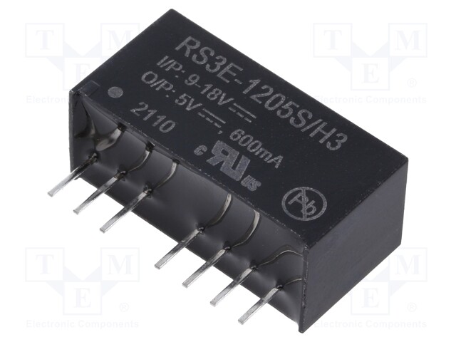 Converter: DC/DC; 3W; Uin: 9÷18V; Uout: 5VDC; Iout: 600mA; SIP8; 4.7g