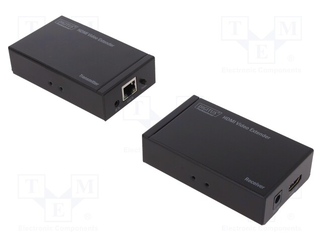 HDMI extender; HDMI socket x2,RJ45 socket x2; Colour: black