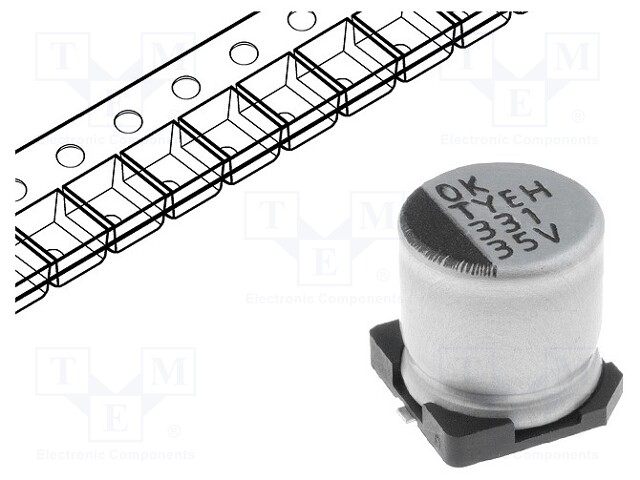 Capacitor: electrolytic; SMD; 330uF; 35VDC; Ø10x10mm; ±20%; 2000h