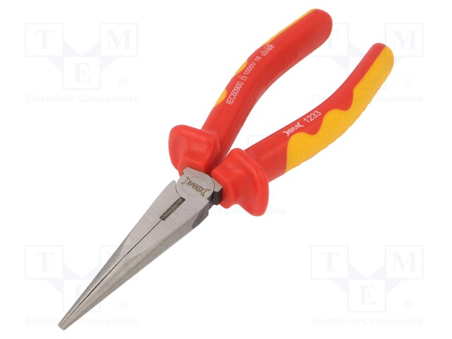 Pliers; insulated,half-rounded nose; 200mm