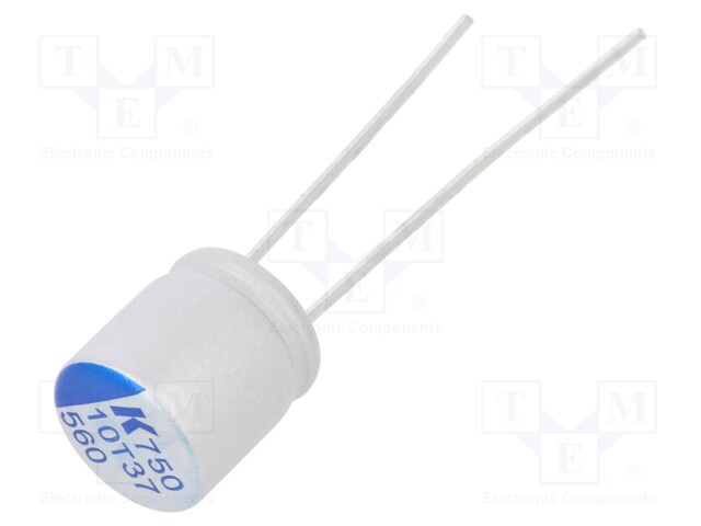 Capacitor: polymer; 560uF; 10VDC; ESR: 16mΩ; A750; THT; ±20%; 2000h