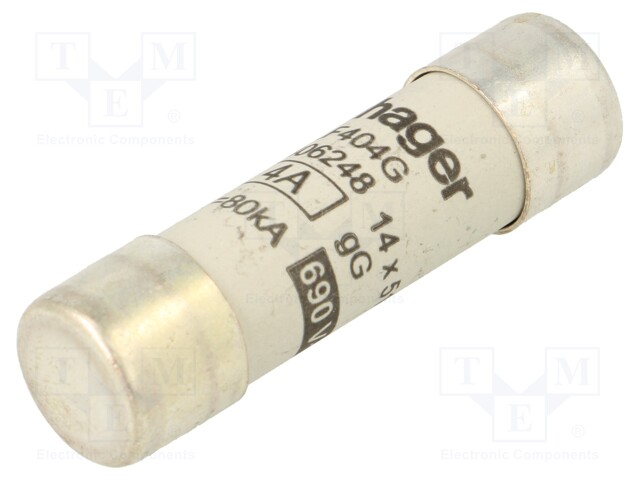 Fuse: fuse; gG; 4A; 690VAC; cylindrical,industrial; 14x51mm