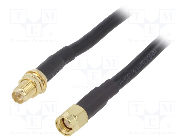 Cable; 50Ω; 3m; RP-SMA male,RP-SMA female; black; straight