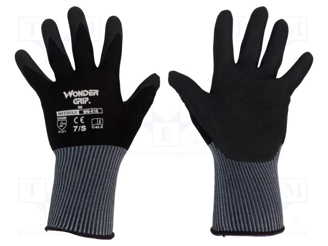 Protective gloves; Size: 7,S; black; nitryl,nylon; Oil