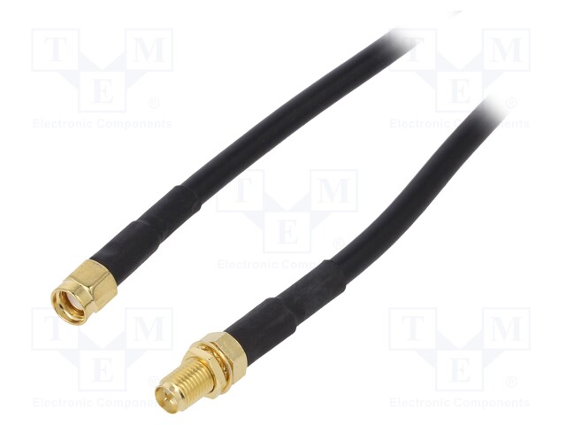 Cable; 50Ω; 5m; SMA socket,SMA plug,reverse; black