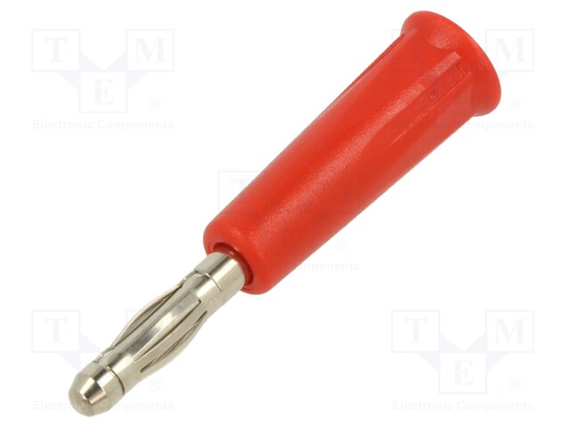 Plug; 4mm banana; 36A; red; nickel plated; on cable; non-insulated