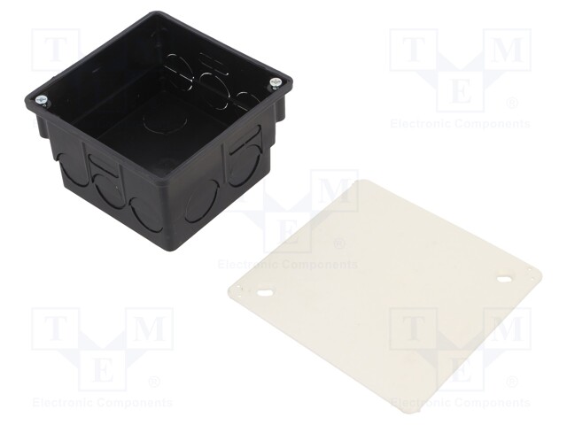 Enclosure: back box; X: 85mm; Y: 85mm; Z: 45mm; plaster embedded