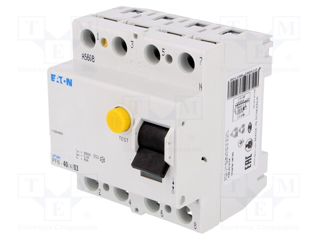 RCD breaker; Inom: 40A; Ires: 300mA; Max surge current: 500A; IP20