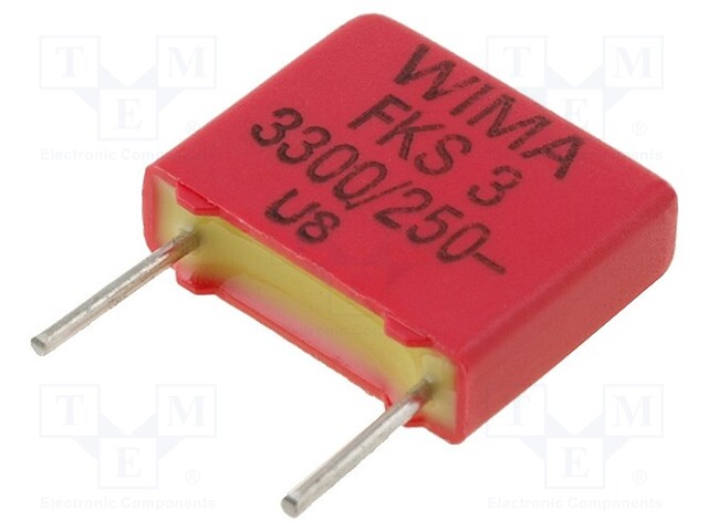 Capacitor: polyester; 3.3nF; 160VAC; 250VDC; Pitch: 7.5mm; ±10%