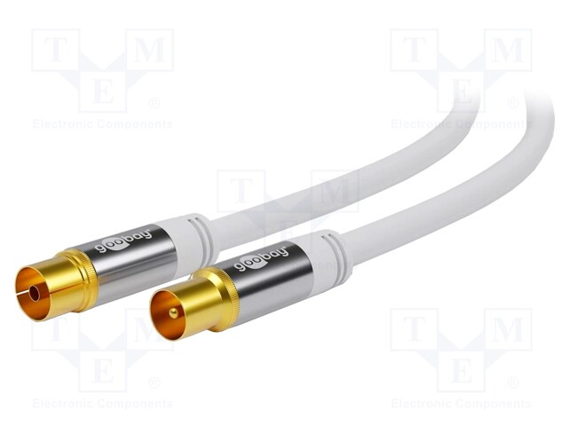 Cable; 75Ω; 10m; coaxial 9.5mm socket,coaxial 9.5mm plug; white