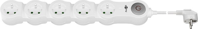 Extension lead; Flexible; CEE 7/4; Sockets: 5; PVC; white; 2x1.5mm2; 1.5m; 16A