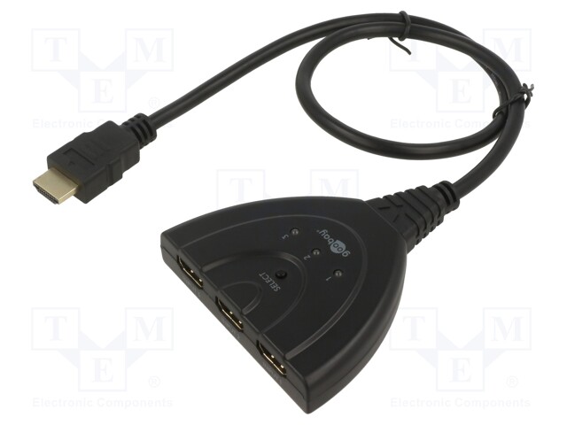 Switch; HDCP 1.4,HDMI 1.4; 0.55m; black; Input: HDMI socket x3