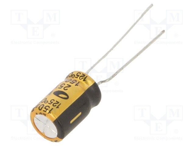 Capacitor: electrolytic; THT; 150uF; 25VDC; Ø8x11.5mm; ±20%; 3000h