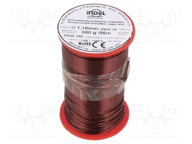 Coil wire; double coated enamelled; 1.1mm; 500g; -65÷200°C