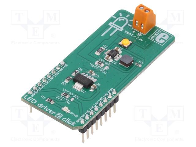 Click board; LED; PWM; MCP1643; mikroBUS connector,screw