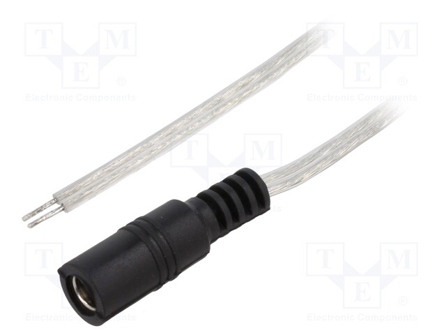 Cable; wires,DC 5,5/2,1 socket; straight; 0.5mm2; transparent; 5m