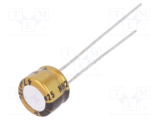 Capacitor: electrolytic; THT; 47uF; 16VDC; Ø6.3x5mm; Pitch: 2.5mm