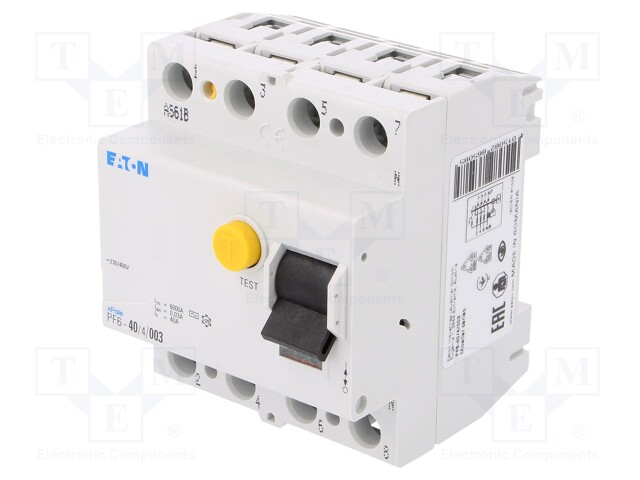 RCD breaker; Inom: 40A; Ires: 30mA; Max surge current: 500A; IP20