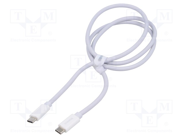 Cable; USB 4.0; USB C plug,both sides; 1m; white; 240W