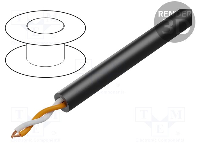 Wire: loudspeaker cable; 2x14AWG; stranded; OFC; black; unshielded