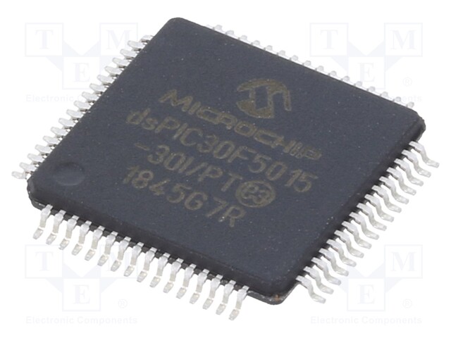 DsPIC microcontroller; SRAM: 2.048kB; Memory: 66kB; TQFP64; 0.5mm