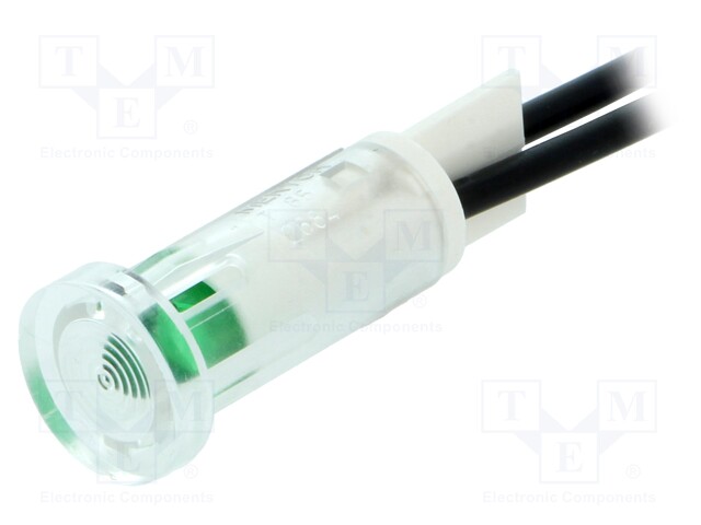 Indicator: LED; flat; Cutout: Ø9.7mm; 100mm leads; plastic