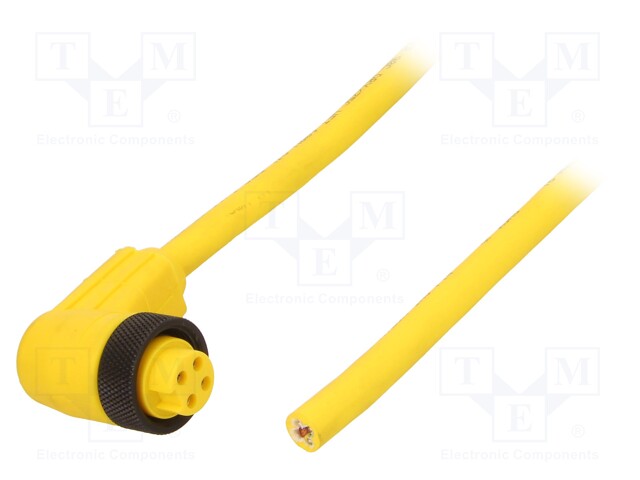 Connection lead; 7/8”; PIN: 4; angled; 3m; plug; IP67; Colour: yellow