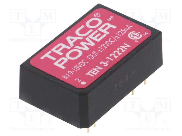 Converter: DC/DC; 3W; Uin: 9÷18V; Uout: 12VDC; Uout2: -12VDC; DIP24