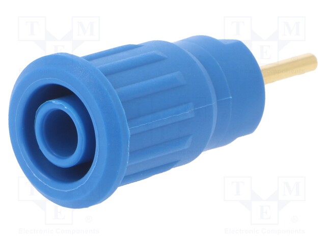 Socket; 4mm banana; 24A; 1kV; blue; gold-plated; on panel; 12.2mm