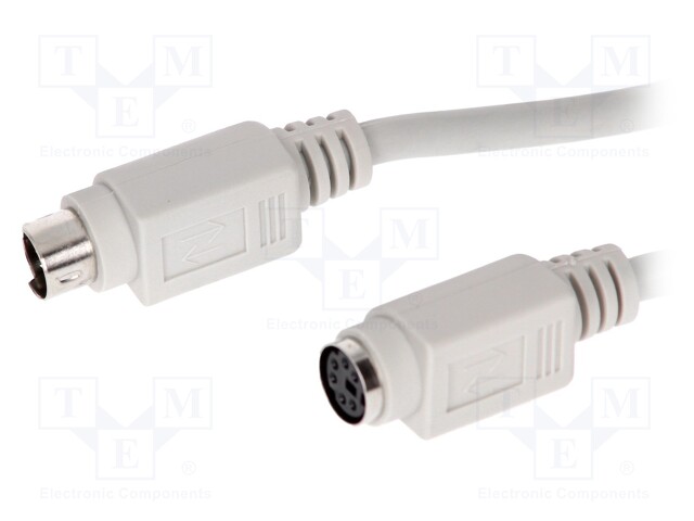 Cable; PS/2 socket,PS/2 plug; 2m; grey; connection 1: 1