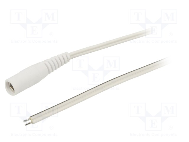 Cable; wires,DC 5,5/2,1 socket; straight; 0.35mm2; white; 1.5m