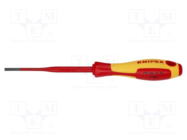 Screwdriver; insulated,slim; slot; 3,5x0,6mm; Blade length: 100mm