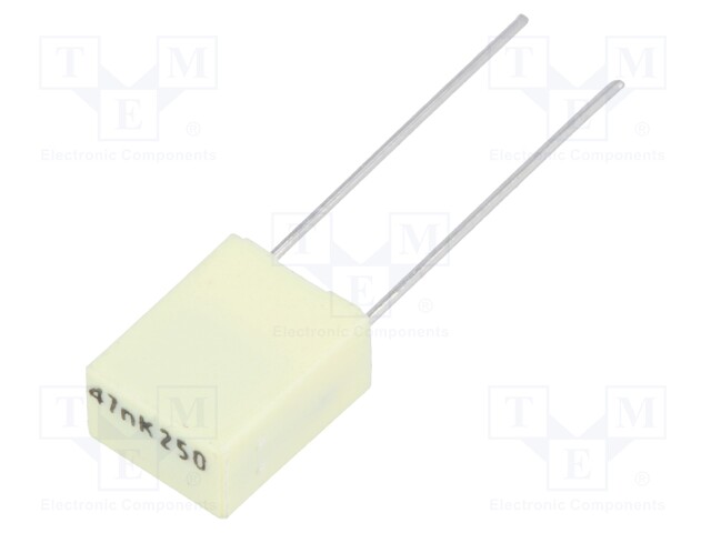 Capacitor: polyester; 47nF; 160VAC; 250VDC; Pitch: 5mm; ±10%