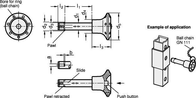 Locking pin; V: self-locking; Plunger mat: stainless steel; Ø: 8mm