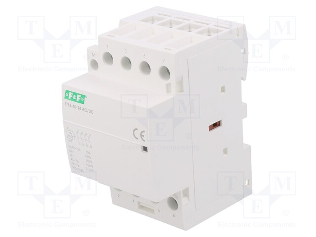 Contactor: 4-pole installation; 63A; 24VAC; 24VDC; NO x4; DIN; IP20