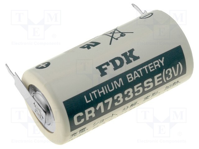 Battery: lithium; 3V; 2/3A,2/3R23,CR17335; 2pin; Ø17x33.5mm