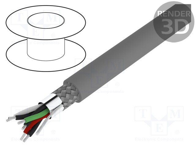 Wire; Alpha Essential C&C; 3x2x28AWG; PVC; dark grey; 300V; 305m
