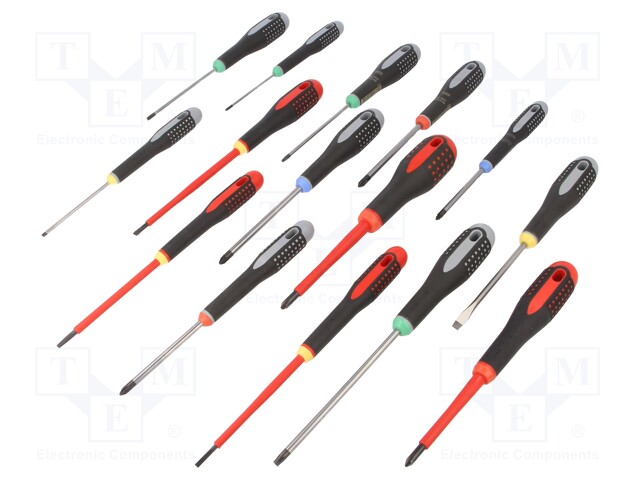 Screwdrivers; Pcs: 15; Bit: Phillips,Pozidriv®,Torx®,slot