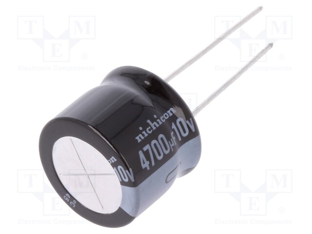 Capacitor: electrolytic; THT; 4700uF; 10VDC; Ø18x15mm; Pitch: 7.5mm